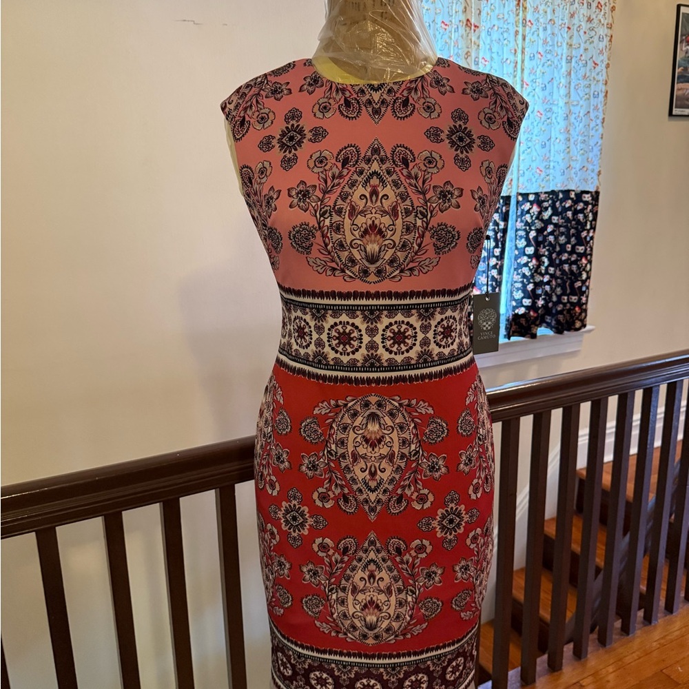 Vince Camuto Patterned Sheath Midi Dress
